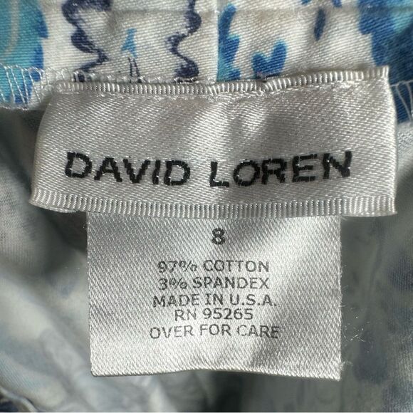 David Loren vintage blue and white floral print cotton skirt size 8 - Picture 4 of 4